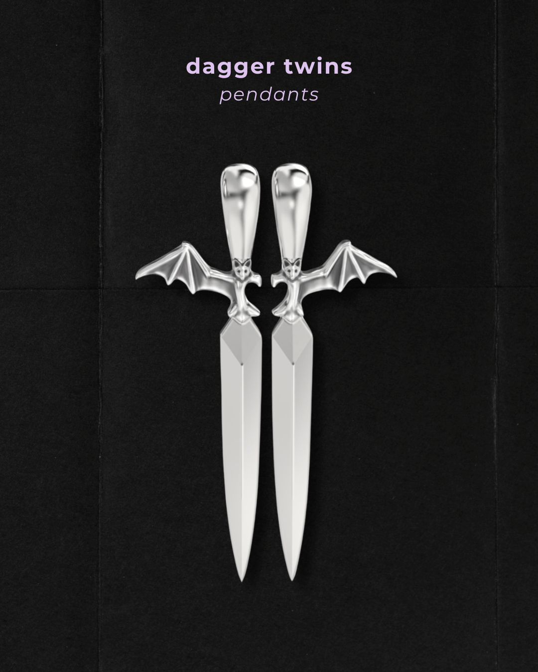 Dagger Twins Pendant & Figaro chain