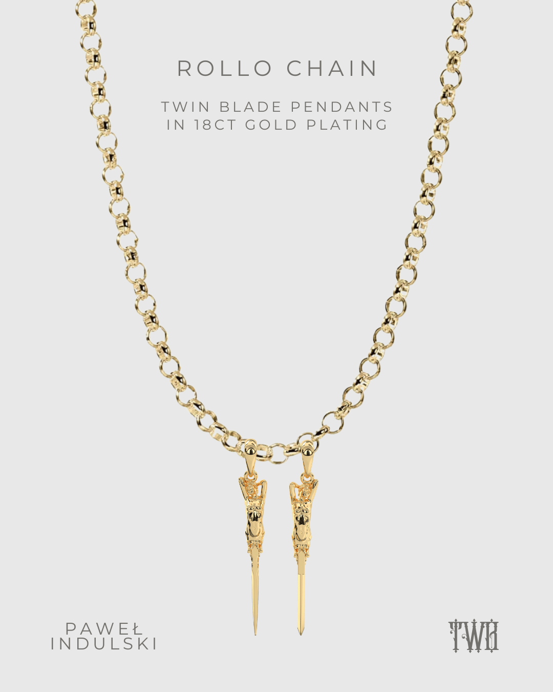 Twin Blade Pendant with Chain