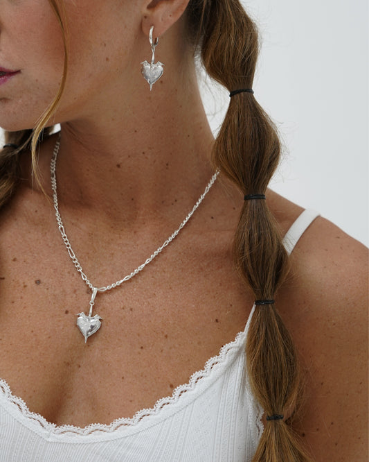 Pierced Heart Pendant & Figaro chain