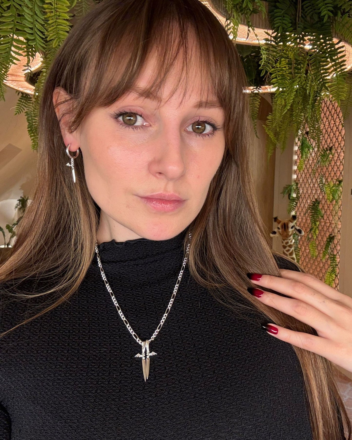 Dagger Twins Pendant & Figaro chain