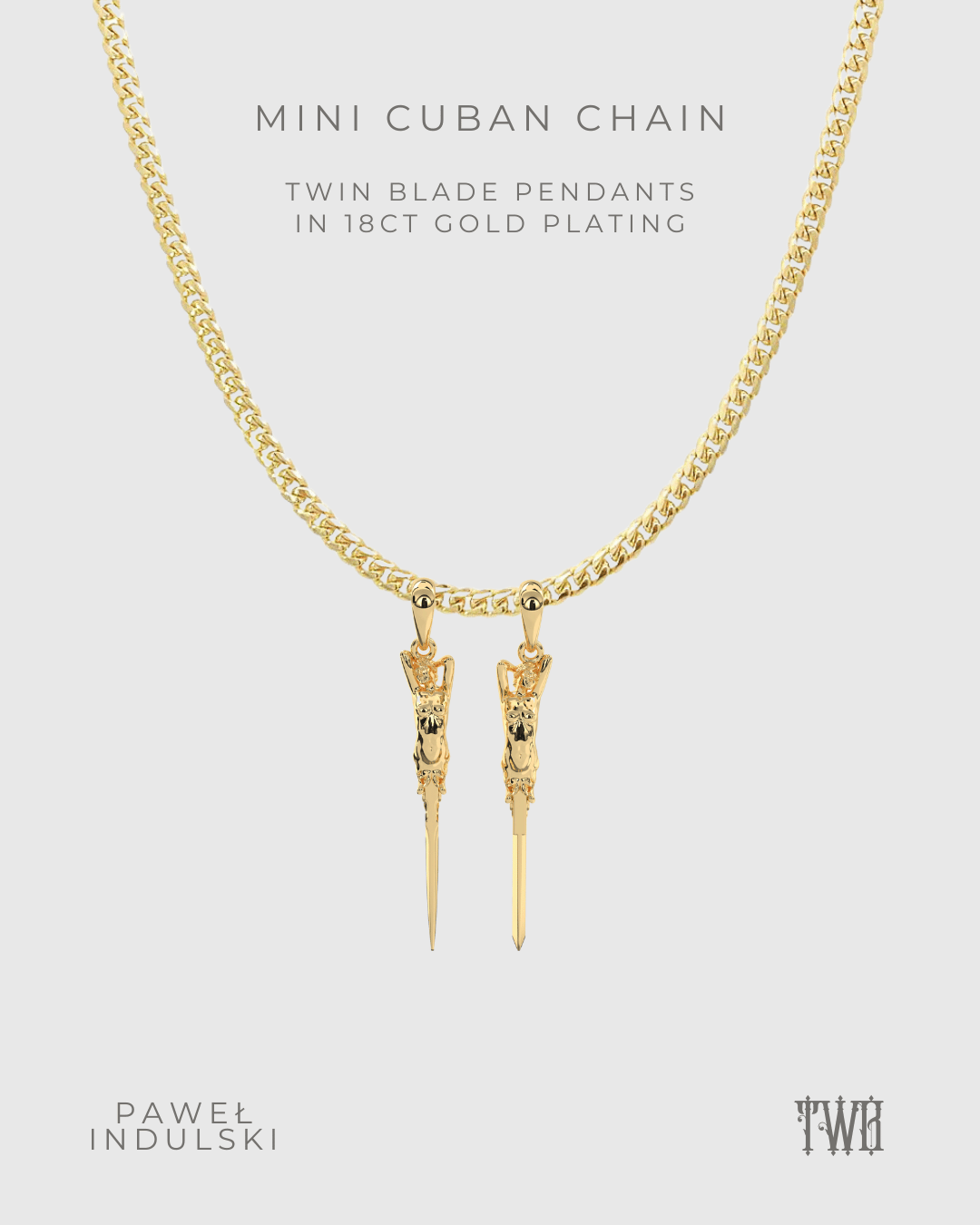 Twin Blade Pendant with Chain